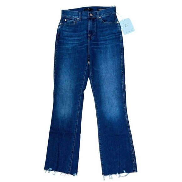 7 For All Mankind Sz 26 Jeans Hi Waist Slim Kick Blue Denim Capsule Classic - Picture 2 of 8